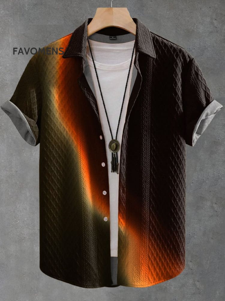 Gradient Smudge Abstract Art Print Casual Jacquard Shirt Multicolor / S