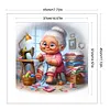 Happy Old Lady Doing Sewing-11CT Stamped Cross Stitch 45*45cm/17.72*17.72in