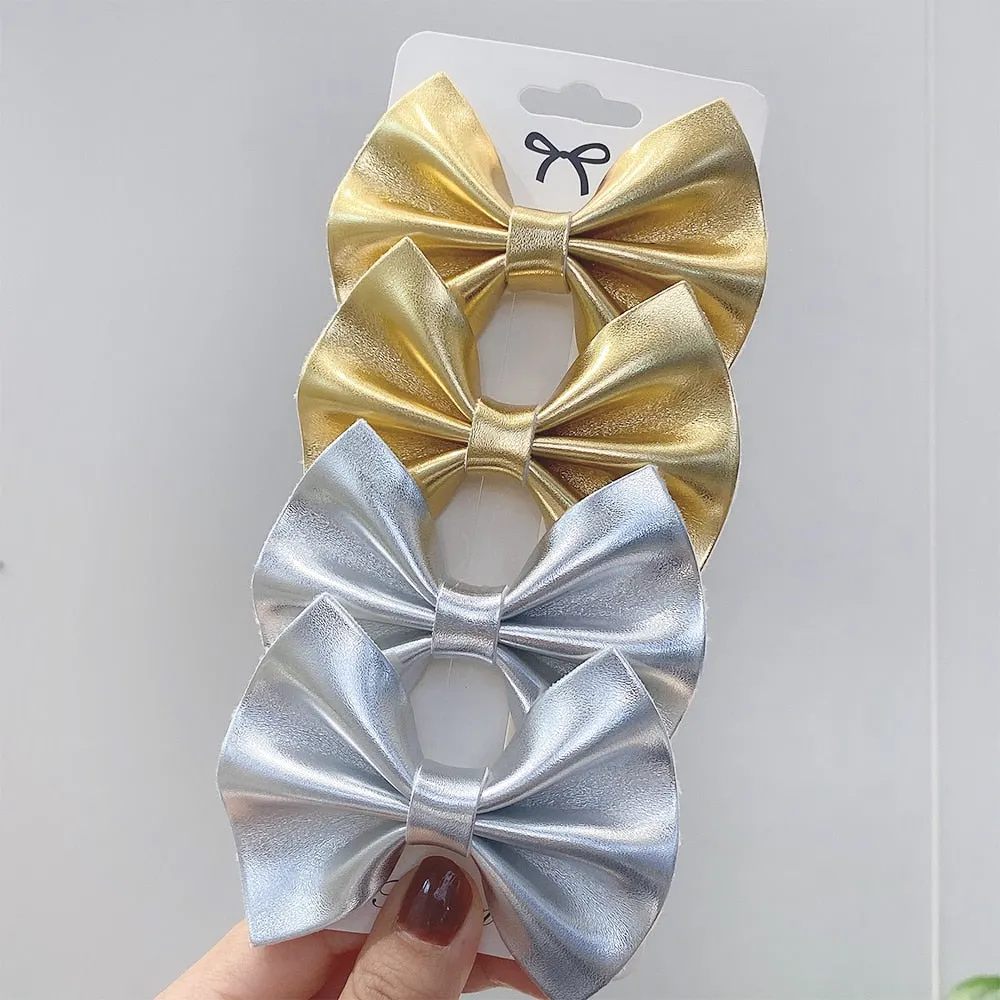 4Pcs/set 2021 New Leopard Print Hair Clips For Cute Girls BB Boutique Hairpins Bowknot Barrettes Headwear Kids Hair Acesssories