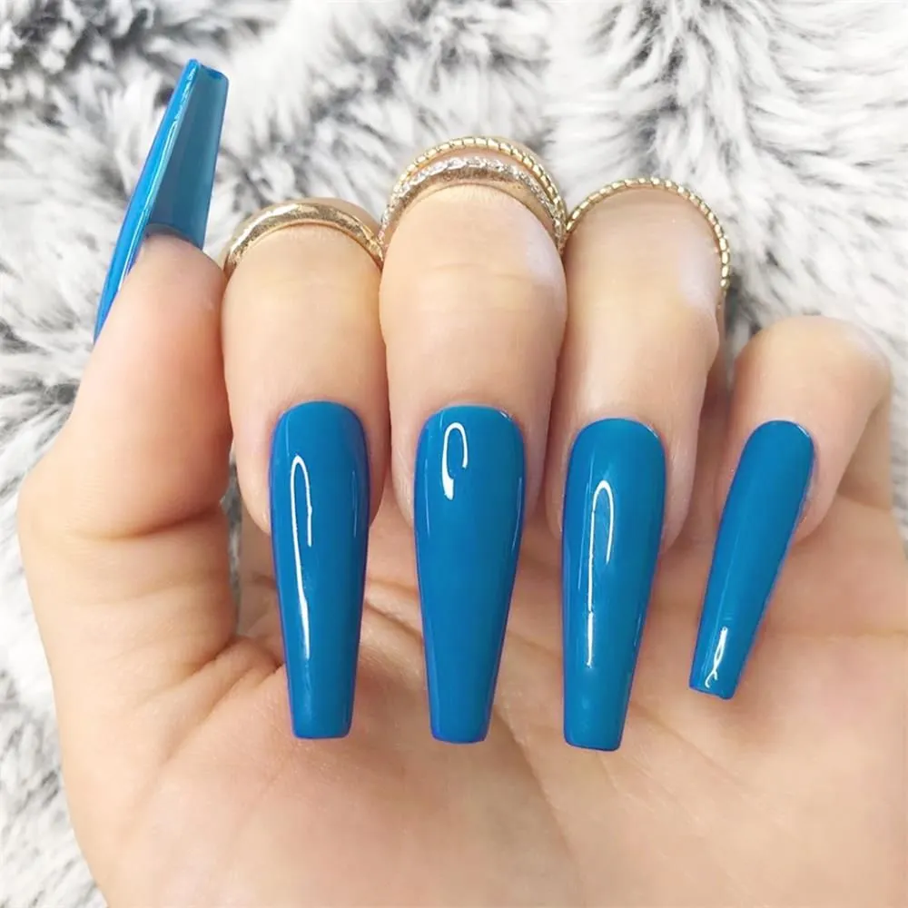 Nail Art Fake Nails Stiletto Tips Clear Press on Long False with Glue Coffin Stick Display Full Cover Artificial Designs Matte