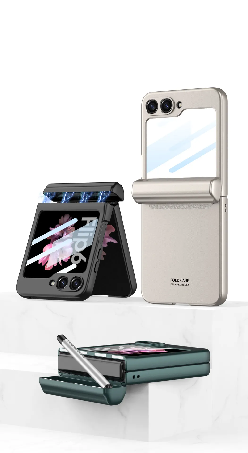 Samsung ZFlip5 /ZFlip6 Magnetic Hinge Hidden Pencil Case Phone Case