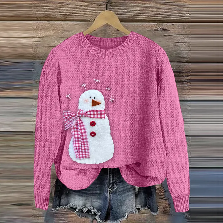 Women's Christmas Snowman Art Cozy Sweater