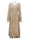 Fringed Sequined See-Through V-neck Maxi Dress