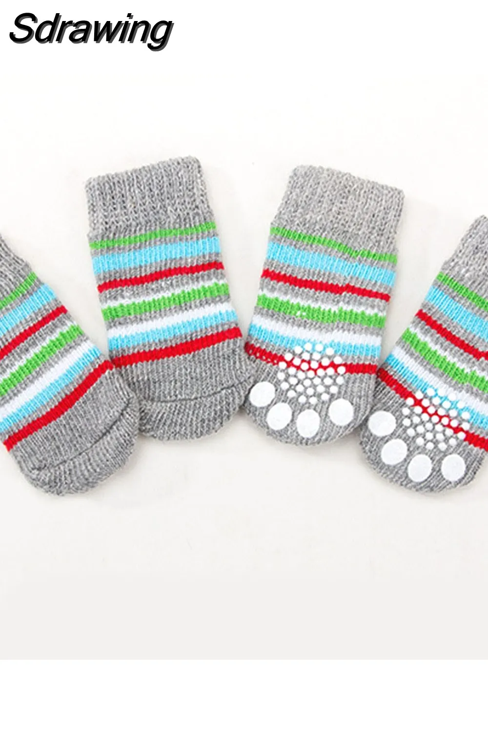Sdrawing Cute Puppy Dog Socks Cartoon Printed Anti Slip Knit Socks Winter Warm Puppy Shoes Small Medium Dogs Boots Pet Products