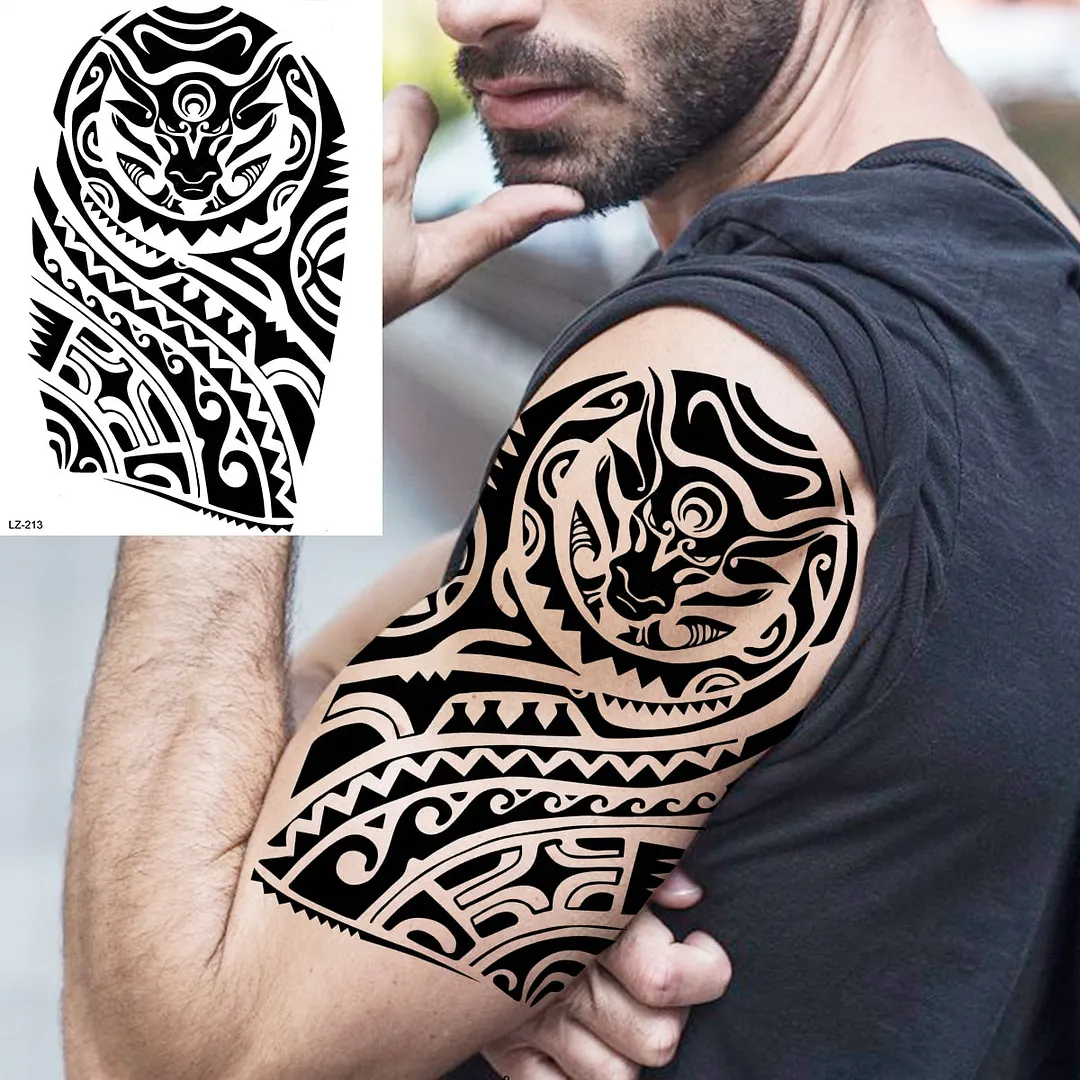 Large Lion Temporary Tattoos For Men Adults Realistic Totem Watercolor Tiger Fake Tattoo Sticker Chest Body Tatoos Waterproof