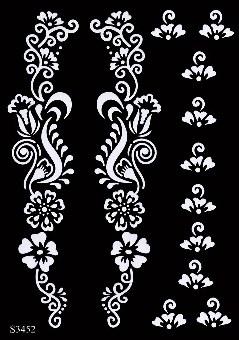 Sdrawing Tattoo Stencils Reusable Painting Stencil for Hand Body Art Flower Temporary Tattoo Template Sleeve Wedding Bride Beauty