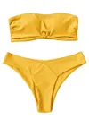 ZAFUL 2018 Women Bandeau Padded Bikini Set Sexy Low Waist Solid Color Strapless Swimsuit Swim Bathing Suit Brazilian Swimwear