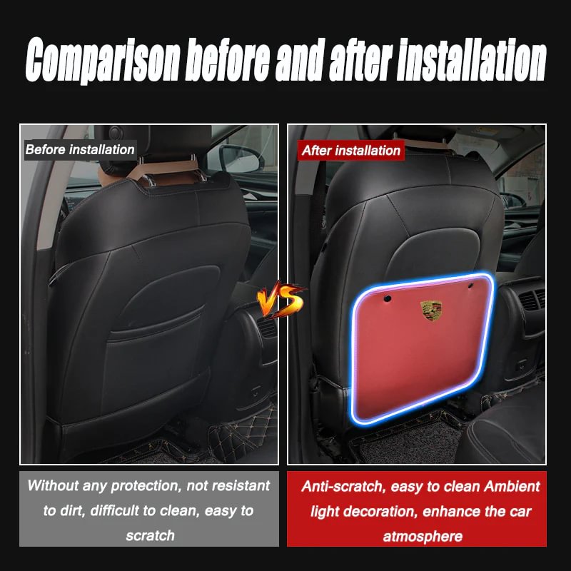Seat Anti-Kick Pad Ambient Light Colorful Sound-Activated Light Protection Pad