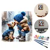 (US Local)Paint By Numbers Kit On Canvas DIY Oil Art Boy Dog Picture Home Decor40x40cm