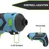 Professional grade 4-in-1 electric screwdriver with 4 directions of rotation, torque, cutting, angle and eccentric attachments and extensive accessories, 400 W 1.5 Ah Li-ion drill bit set