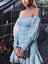 Elasticity Off-The-Shoulder Long Sleeves Mini Dress