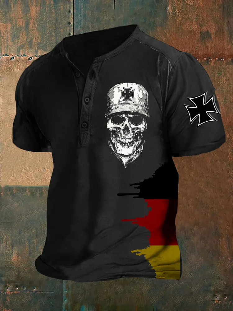 M&auml;nner Eisernes Kreuz Sch&auml;del Print Shirt
