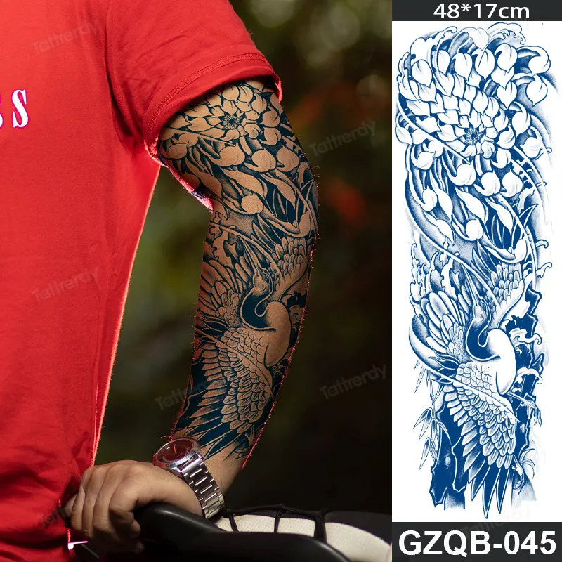 Sdrawing transfer tattoo fake large size full arm tattoo sleeve juice ink long lasting waterproof temporary tattoos men body art