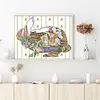 Rabbit Fairy Tale-Girl And Cat-14CT Stamped Cross Stitch 48*38cm/18.9*14.96in