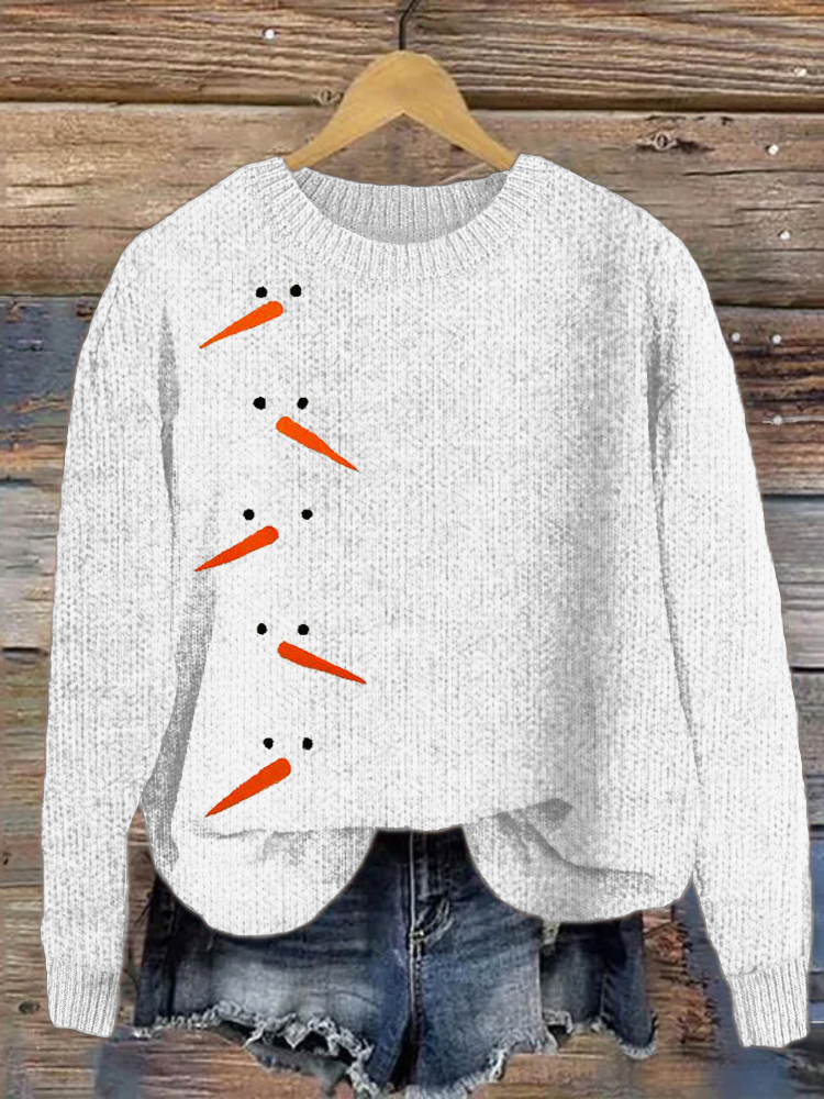 Christmas Snowman Emoji Women's Cozy Sweater elevenforest