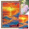 Seaside Rising Sun-9CT Stamped Cross Stitch 68*95cm/26.77*37.4in(Big Size)