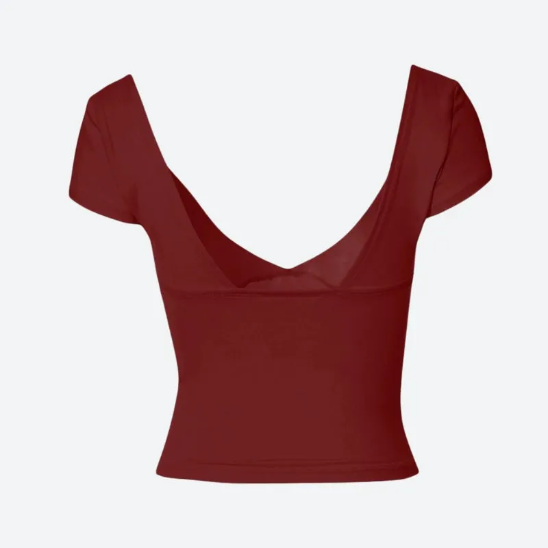 Brownm Neck Bodycon Top
