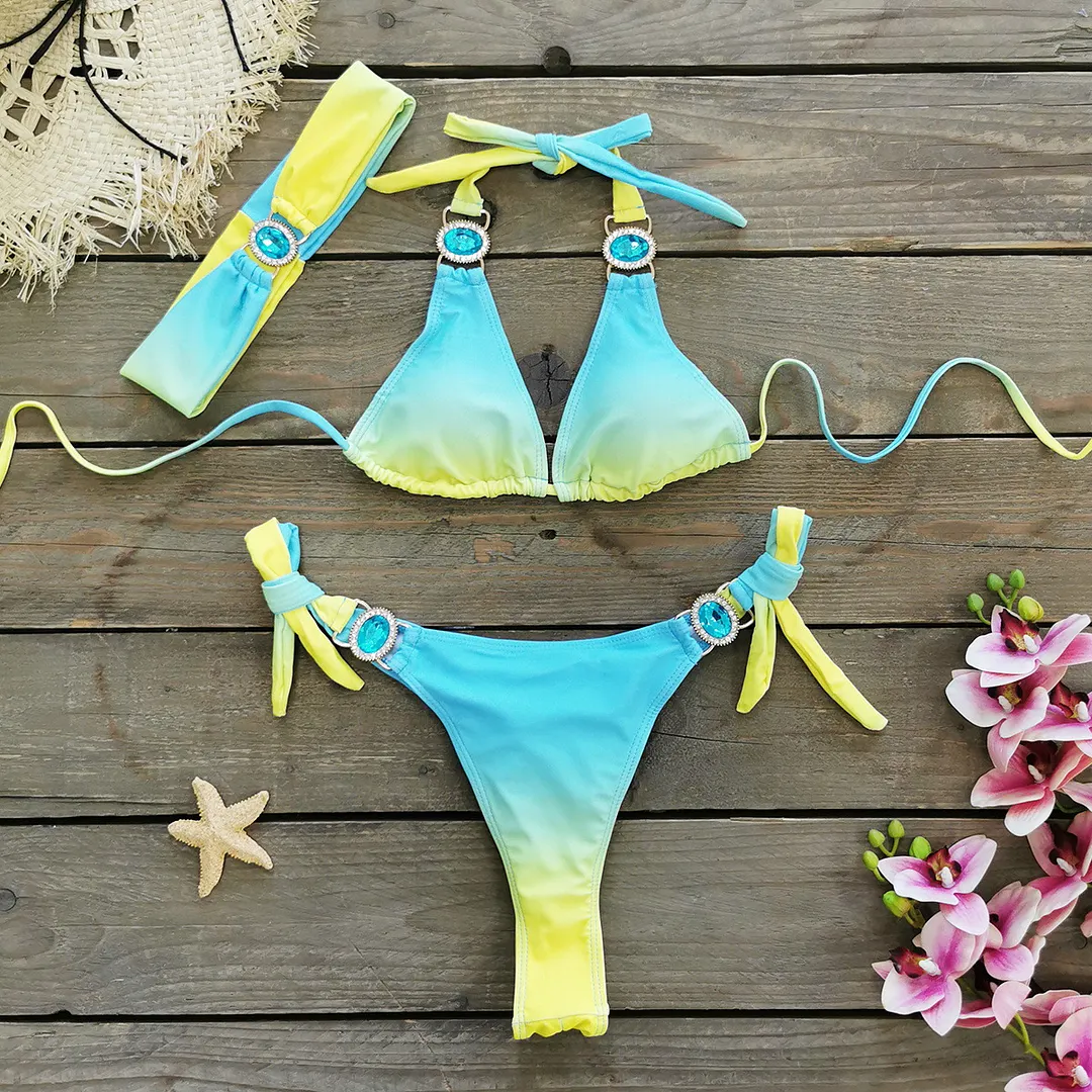 Brownm Three-Point Strap Bikini Split Swimsuit Woman 2025 New Multi-Color Bikini Export