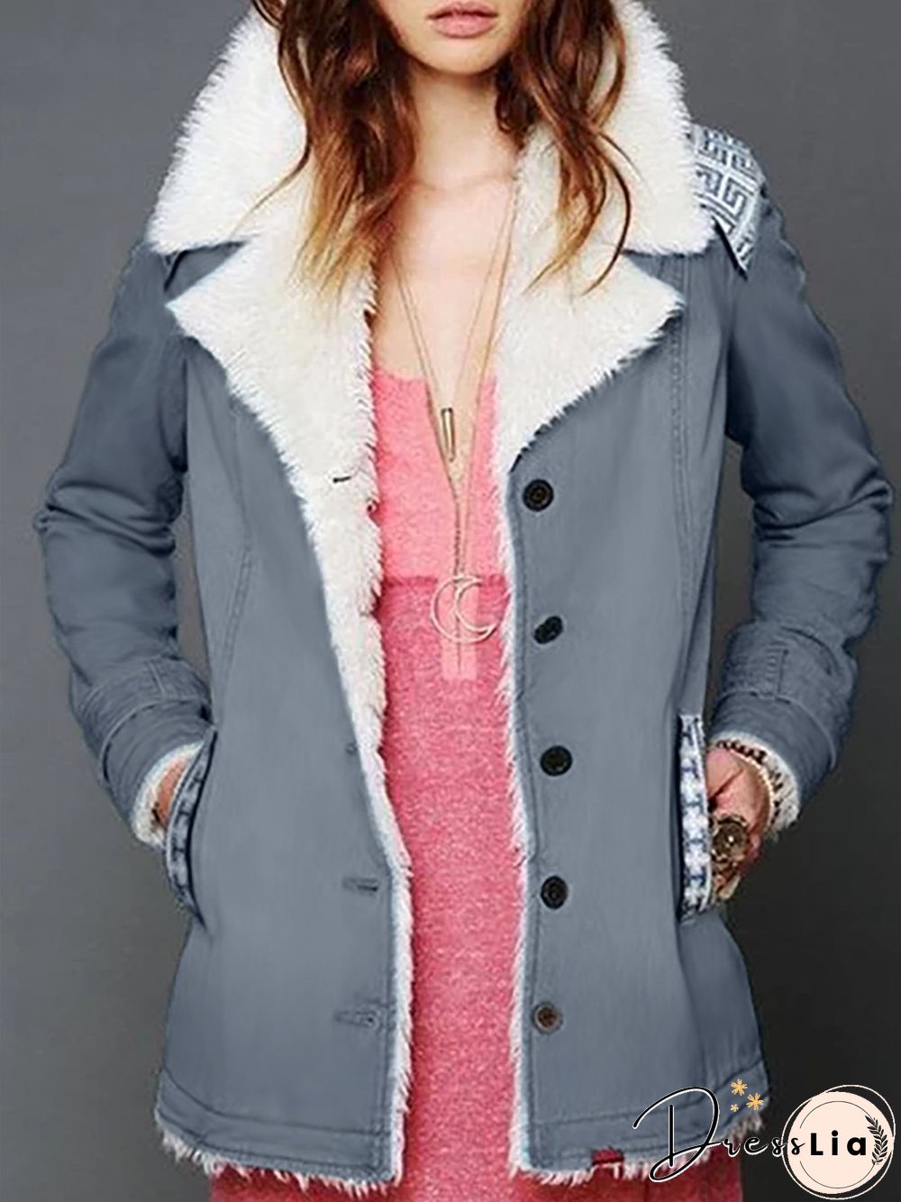 Casual Plain Turn-Down Collar Buttoned Long Sleeve Outwear