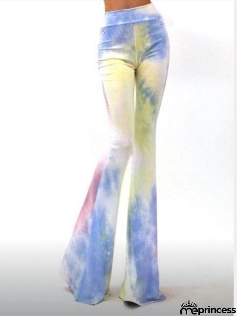 Colorful printed high waist pants