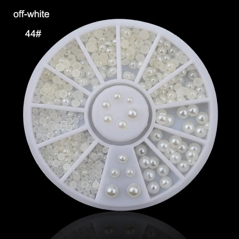 Nail Wheel Decoration Fashion 2mm 3mm White Off-White Semi-Round Pearl Designs Nail Decorate Beauty Salons-Nail Inspo