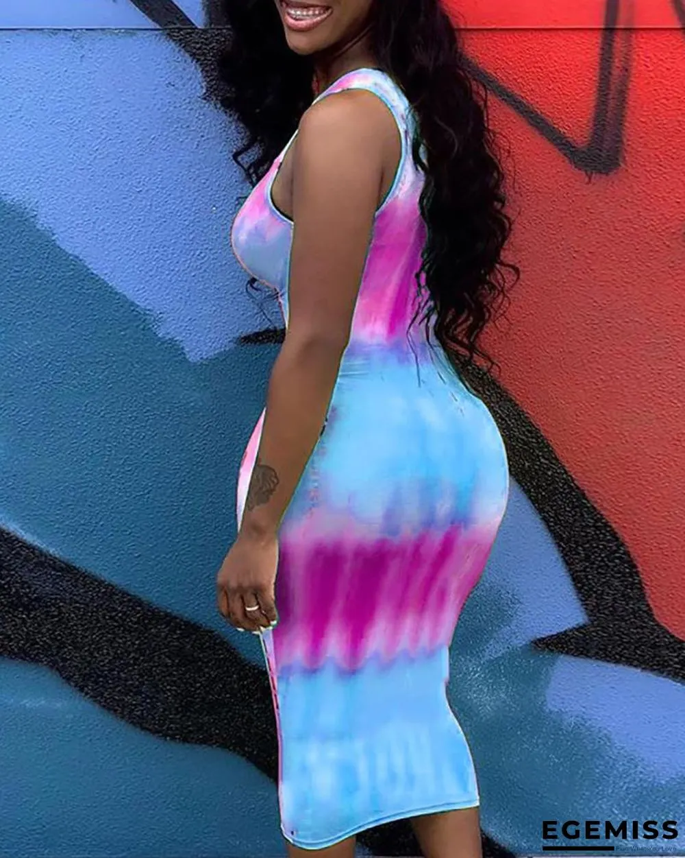 Tie Dye Print Burnout Bodycon Dress | EGEMISS