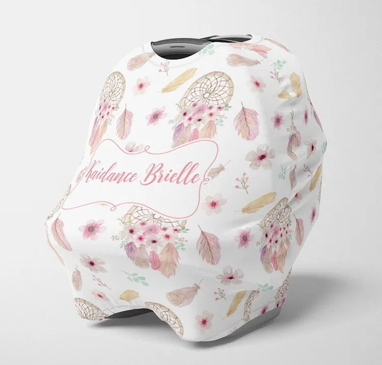Personalized Baby Feather Car Seat Canopy| Canopyl86