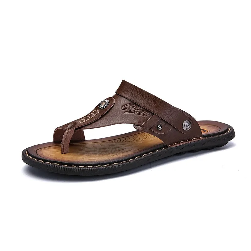 DUDELI Hot Sale Men'S Sandals Genuine Leather Men Summer Shoes Leisure Slippers Flip-Flops Men Comfortable Footwear Soft Sandal