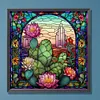 Cactus Flower Glass Painting-Paint by Numbers Acrylic Painting 40*40CM