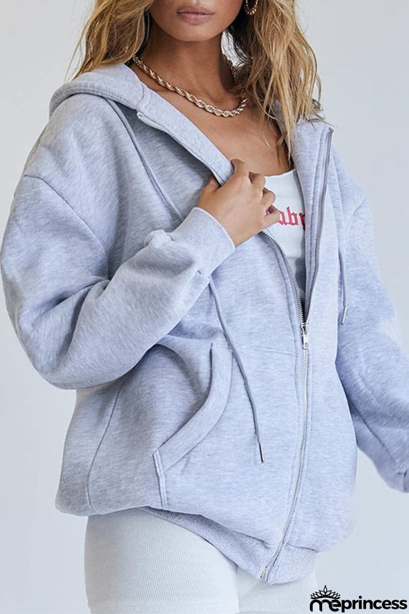 Casual Sportswear Solid Pocket Hooded Collar Outerwear