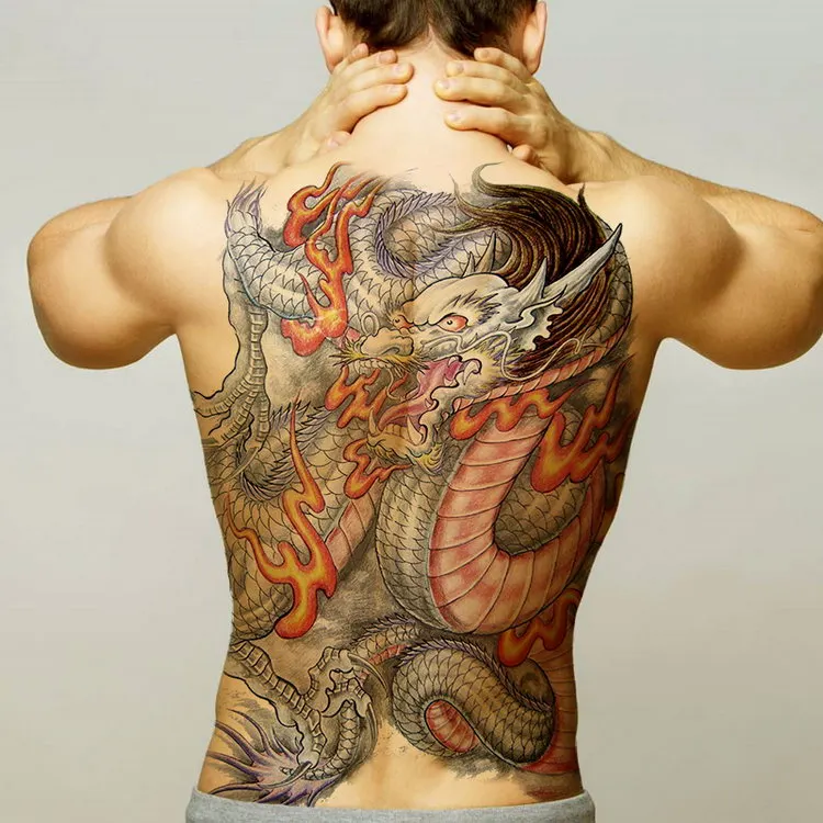 temporary men tattoos water transfer tattoo full back large tatoo fake dragon wings tattoo and body art sticker sexy decals big