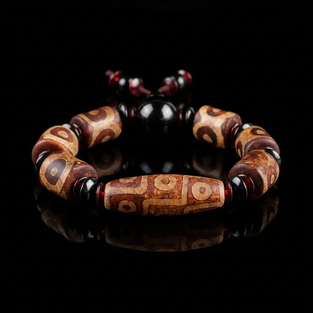 The Himalayan Heritage | Tibetan Dzi Agate & Chalcedony Beaded Bracelet