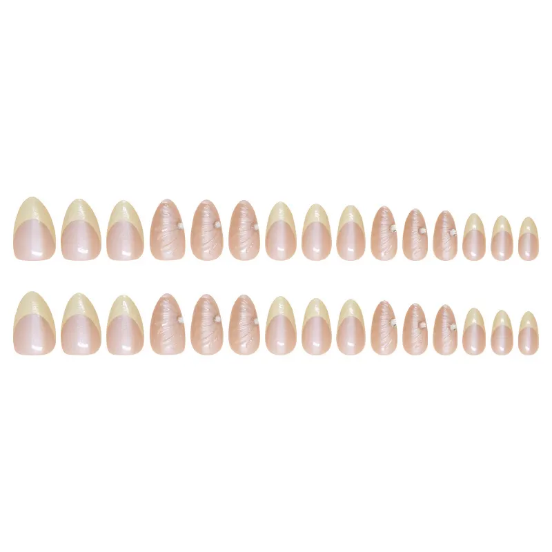 Churchf Churchf Nail Patch Can Be Removed Nail Stereo Shell Line Wear Nail Yellow French Nail Diamond