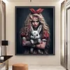 >SALE<Full Embroidery Cotton Thread 11CT Printed Scary Girl Bunny Cross Stitch 50x60cm