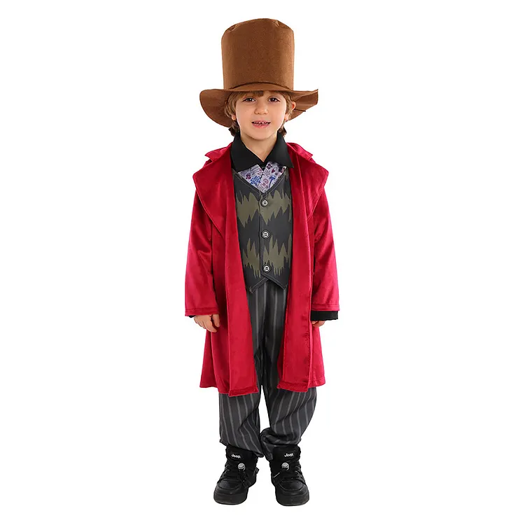 Kids Children Wonka 2023&nbsp;Willy Wonka Red Set&nbsp;Outfits&nbsp;Cosplay Costume
