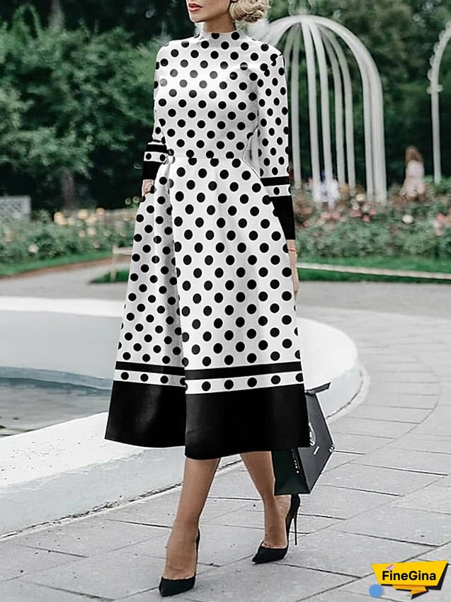Women's Dress - Sheath Dress Midi Dress Midi Dress Black White Red Long Sleeve Floral Ruched Fall Winter Autumn Shirt Collar Stylish Winter Dress Fall Dress S M L XL XXL 3XL