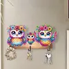 Wooden Special Shaped Three Owls Family Diamond Art Craft Wall Hooks Home Decor