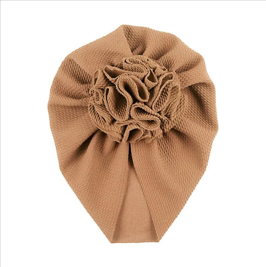 Newborn Baby Infant Toddler Boys Girls Solid Head Wrap Turban Cap Headband Beanie Hats Big Ruffled Flower Caps