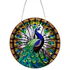 5D Diamond Painting Double Sided Effect  Stained Glass Panel Decorative Home Garden Decoration Hanging Kit(Pecock)