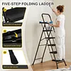 [US Local Warehouse] 5 Step Ladder w/ Wide Anti-Slip Pedal Support 330lbs Folding Step Stool for Home
