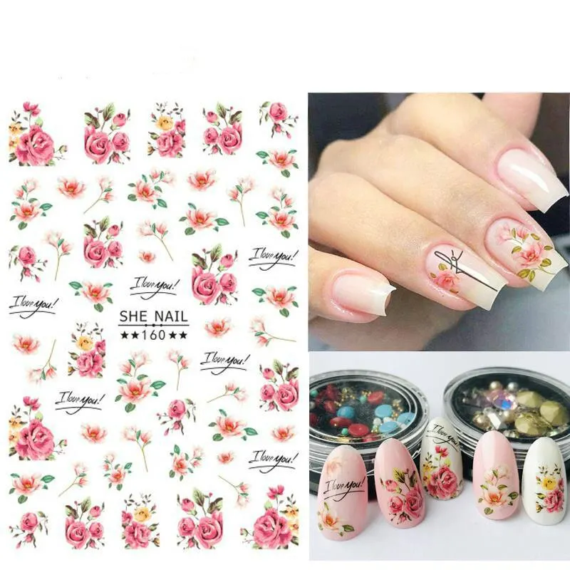 1 Piece of Sunflower Daisy Flower Rose Series 3D Adhesive Nail Decal Children's Nail Art Decoration Stickers