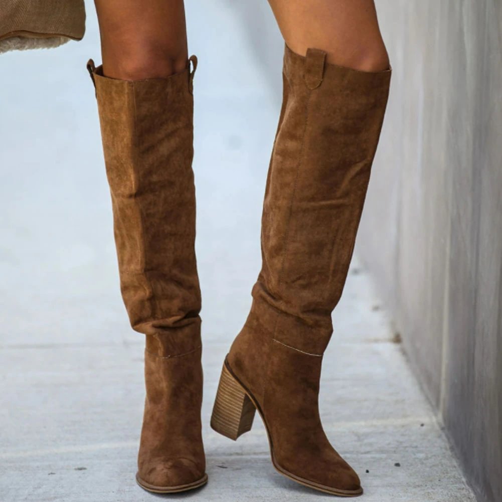 Breakj On Sale Top Quality Female Cowgirls Zipper Ridding Boots For Women Chunky Heels Fashion Vintage Casual Walking Shoes