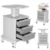 [US Local Warehouse] Medical Cart with 3 Drawers & 4 Wheels & 1 Top Tray Rolling Cart 66 LBS Load Salon Trolley for Hospital Office Bedroom Clinic