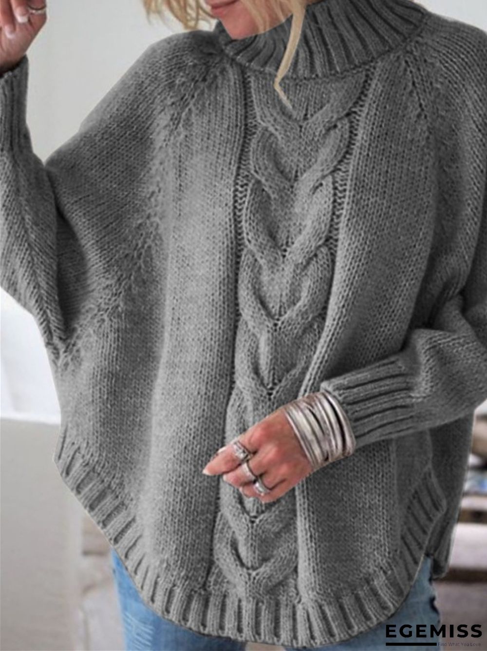 Casual Loose Half High Neck Solid Color Sweater | EGEMISS