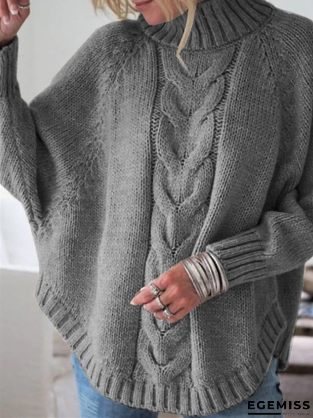 Casual Loose Half High Neck Solid Color Sweater | EGEMISS