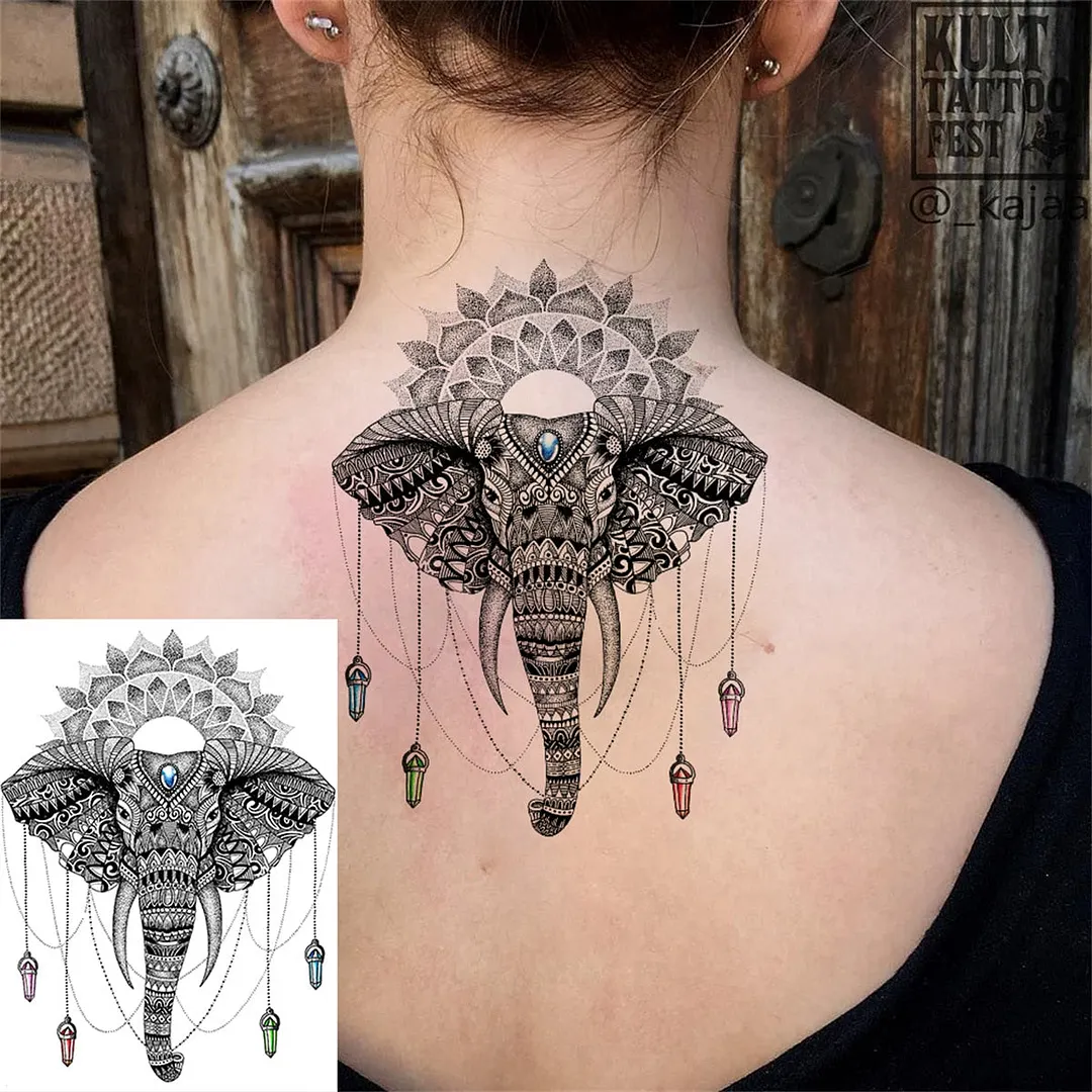 Sexy Black Henna Temporary Tattoos For Women Girls Lotus Flower Lace Tattoo Sticker Fake Jewelry Mandala Body Chest Tatoos Paper