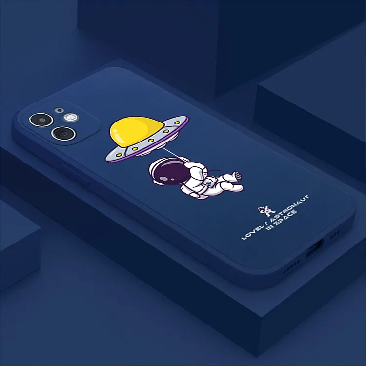 Cartoon Space Astronaut UFO Phone Case For iPhone