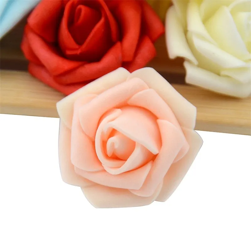 60pcs/lot 4cm Mini Artificial Pe Foam Rose Flower Heads  Handmade Diy Wedding Home Decoration Party Fake Flower Ball Craft