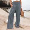 Pantalon smock&eacute; &agrave; poches en m&eacute;lange de lin Fresh Air