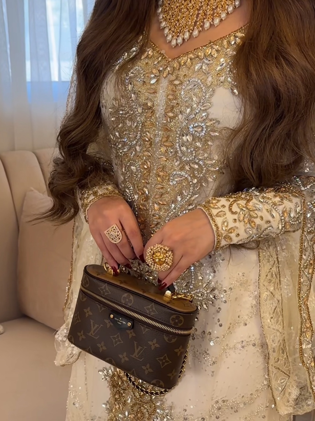 Elegant V-Neck Long Sleeve Sequin Kaftan